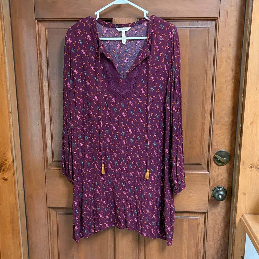 Matilda Jane Burgundy Floral Women's Dress Size Large